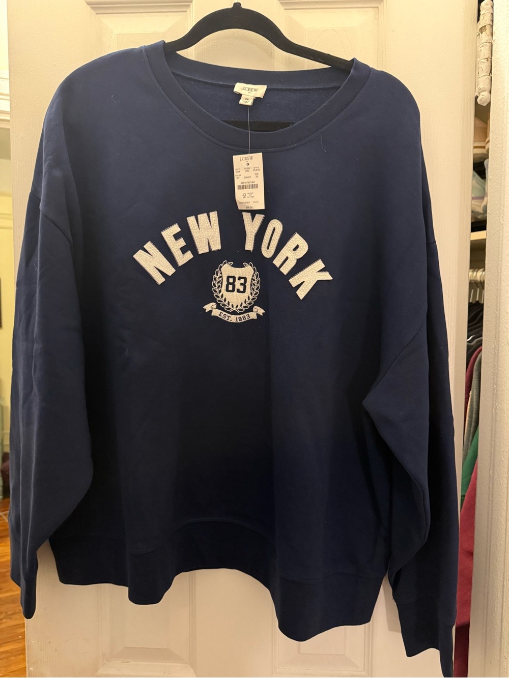 J. Crew Navy Crewneck Sweatshirt with Tag
